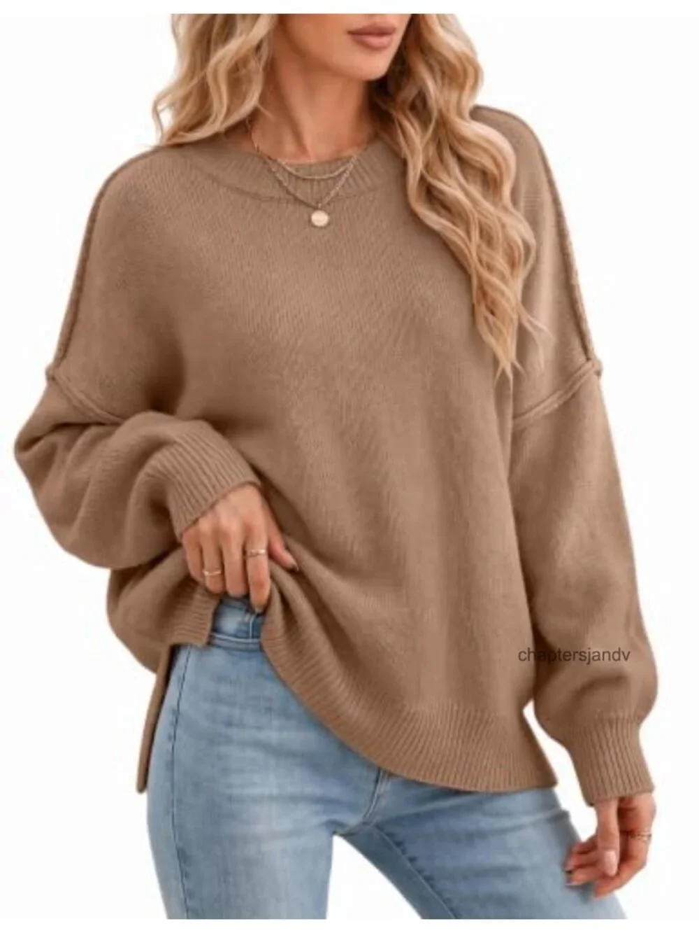 Oversized Batwing Sweater Acrylic Polyamide Pullover Knit Top
